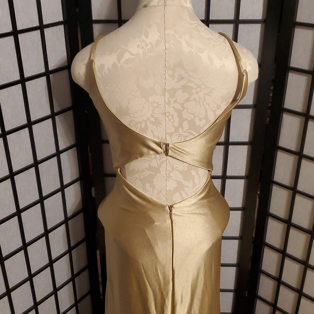 Ava Presley Style #35731, Brushed Gold Mermaid Gown With Cutout Back & Train - Picture 9 of 17